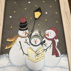 Xmas Folk Art Hand-painted  Windowpane Snowmen Caroling In Winter Attire Sign