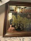 Vintage Budweiser Kings Of Beers Mirror Framed Sign 20x14    Clydesdales Bar Decor