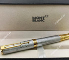 Hot Montblanc Silver Gold Fountain Pen Executive Signature Premium Style     