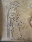 Hand Tooled Leather Picture Vintage Cowboy Western Framed