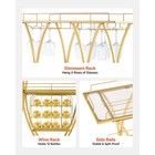 Gold 3-tier Bar Cart 39in Tall  Glass Shelves  Wine Rack  4 Swivel Wheels