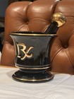 Vintage Rx Pharmacy Black Ceramic Mortar  And Pestle Black Jar By Blair Large