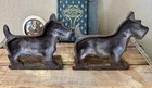Antique Verona Pair Bookends Cast Iron Scottie Dog Bronze Gilt Finish Art Deco