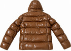 Men s Glossy Brown Puffer Jacket Men Hooded Quilted Winter Coat Black Zip Up