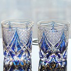 Edo Kiriko Crystal Whiskey Glasses Hand Cut To Clear Blue 9oz Gift Packing