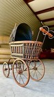 Vintage Baby Carriage Antique Victorian Wicker Doll Stroller Buggy