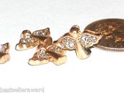 2 Pc Miniature Dollhouse Tiny Flatbacks Crystal Golden Angel Wing Craft Findings