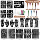 Manyan Haiyan 255 Pcs Temporary Tattoo Kit 9 Colors Cones large 18 Sheets