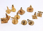Six Pairs -vintage Assorted Gold Tone Metal Cufflinks Cuff Links