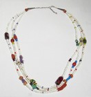 Old Early To Late 1800s 3 Strand Shoshone Indian Glass Trade Beads Necklace 30 