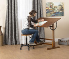 Vintage Drafting Table - Antique Design Solid Wood Drafting Table With Built-in 