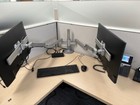 Humanscale M-flex Mf2 3 Monitor Arm Set With 2 Sliders  Silver With Grey Trim