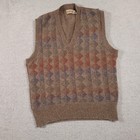 Vintage B p  Britches Sweater Vest Mens Medium Geometric Knit Wool Blend 90s