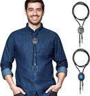 2 Pcs Bolo Tie  Vintage Necktie Round Shape Western Cowboy Oval Cool Retro Bola