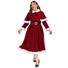 Mrs Claus Costume For Women 3pcs Deluxe Velvet Miss Santa Dress Xmas Outfit Set