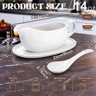 Acellegic 1 Sets 14oz Ceramic Gravy Boat With Ladle And Saucer  White Rim