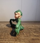 Vintage Mid-century Green Ceramic Pixie Elf Figurine 