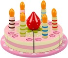 Wooden Pink Birthday Cake Toy Kids Pretend Play Set 15pcs Kids Toyland