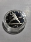 1992 Us Mint Olympic 2 Coin Set Silver Dollar   Clad Half W  Coa Athlete Letter