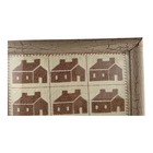 Primitive Folk Art Framed Textile Wall Art 9 Houses Country Farmhouse 11 5 