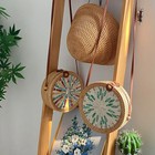 Handwoven Rattan Crossbody Bag Round Woven Purse Shoulder Bag Handmade 7 9 