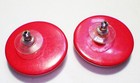 Vintage Retro White W red Stripes Round Acrylic Stud Pierced Earrings 1 