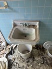 Sink   Faucet  Vintage Antique Laundry Room Bathroom Free Hanging Wall Sink