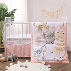 3 Piece Baby Crib Bedding Set For Girls - Fitted Sheet  Dust Ruffle  Comforter -