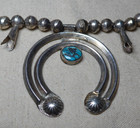 Vtg Native American Navajo Squash Blossom Sterling Silver Necklace Naja 21  56g