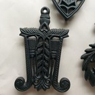 Lot Of 6 Vintage Small Cast Iron Trivets Footed Wall Hanging