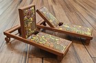 Vintage Doll House Furniture Outdoor Lounge Chair Mcm Wooden Handmade Set Of 2