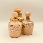 Set Of Three Vintage Pink Hand Painted Czech Perfume Vanity Bottles