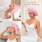 Waterproof Reusable Shower Cap For Women Large Non-slip Elastic Hair Hat Pink