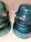 Vintage Hemingray Lot Of 2 No 42 Aqua Threaded Antique Glass Insulator Usa
