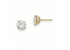 14k Solid Gold Cz Stud Earrings Push Back 4-10mm Round Men Women Aretes Cz Oro