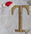 Monogramed T Embroidered 18 In Christmas Stocking White Red Gold Fuzzy Santa Hat