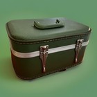 Vintage 1950s Green Train Case Cosmetic Luggage Hard Shell Mid Century
