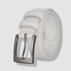 Mio Marino Men s White Leather Dress Single Prong Buckle Belt Size 40