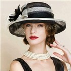 Women s Kentucky Derby Church Wedding Noble Banquet Linen Hat Feather Hat Summer