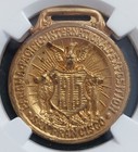 1915 Panama-pacific Expo Badge S f  Ca Gilt 42 7mm Medal Ngc Ms63  Pan Pac Rare 