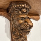 Antique Carved Oak Lion Head Corbel Wall Shelf