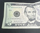 2017a Federal Reserve Note Over Inking Error  5 Five Dollar Bill