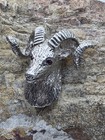 Vintage Navajo Sterling Silver And Ruby Eyes Bighorn Sheep For A Bolo Tie 56 6gr