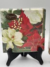 Lot Of 2 New Caspari Floral Christmas Cocktail Napkins Amaryllis Holly Unopened