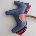 Hermes Rodeo Horse Leather Bag Charm In Navy Red Brown