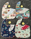 New Reversible Flannel Baby Bibs Lot  Of 4 Planes Trains Automobile Construction