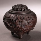 Vintage Japanese Takaoka Bronze Incense Burner Sakura Pattern By Miyoshi Sanji