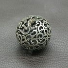 Chinese Tibetan Silver Handball Round Ball Dragon And Phoenix Design Old Collect