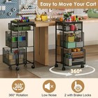 Rolling Storage Cart W  Drawers Metal Utility Cart On Wheels W  Wooden Top