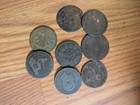 8 Old Copper   100 Year Old    Coins Italy  Spain   Mexico Culls For Art Or  